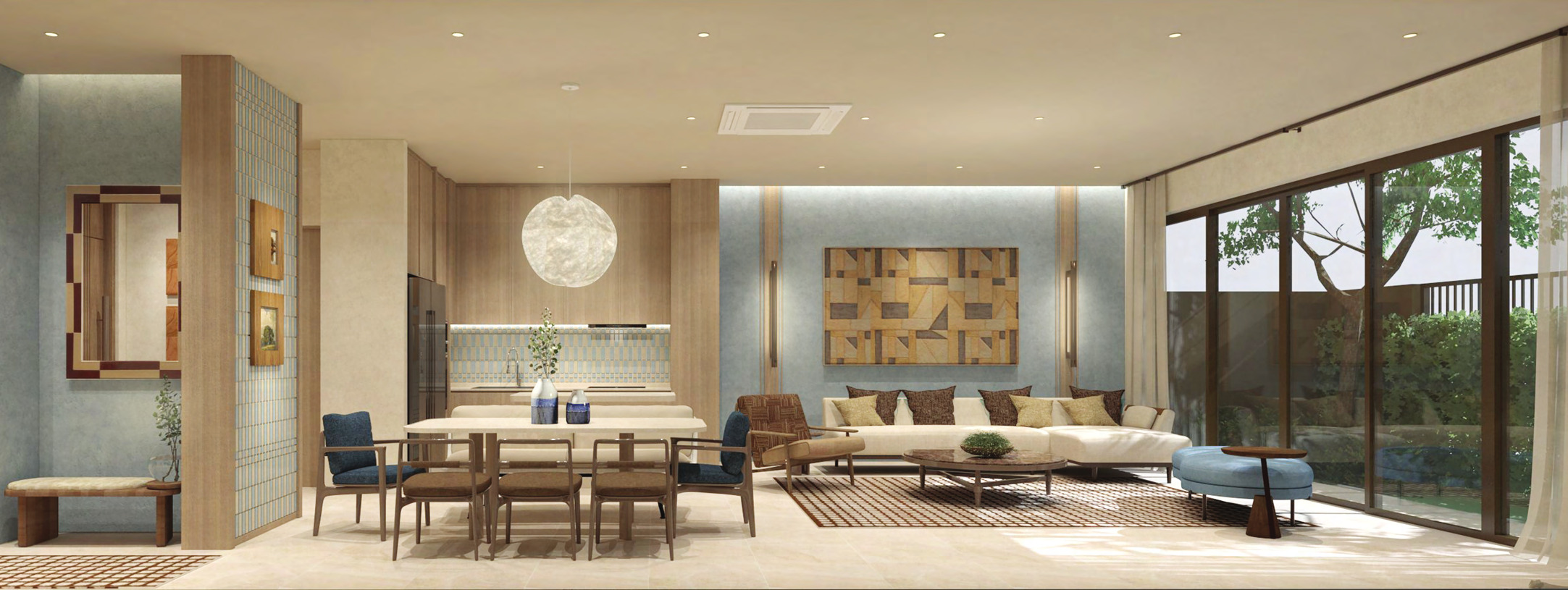 Luxury gym overlooking the lagoon